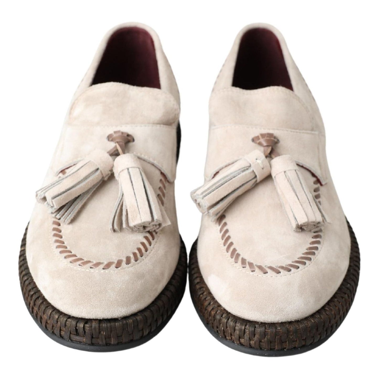 Dolce & Gabbana Elegant Ivory Leather Espadrilles Dolce & Gabbana Light Gray