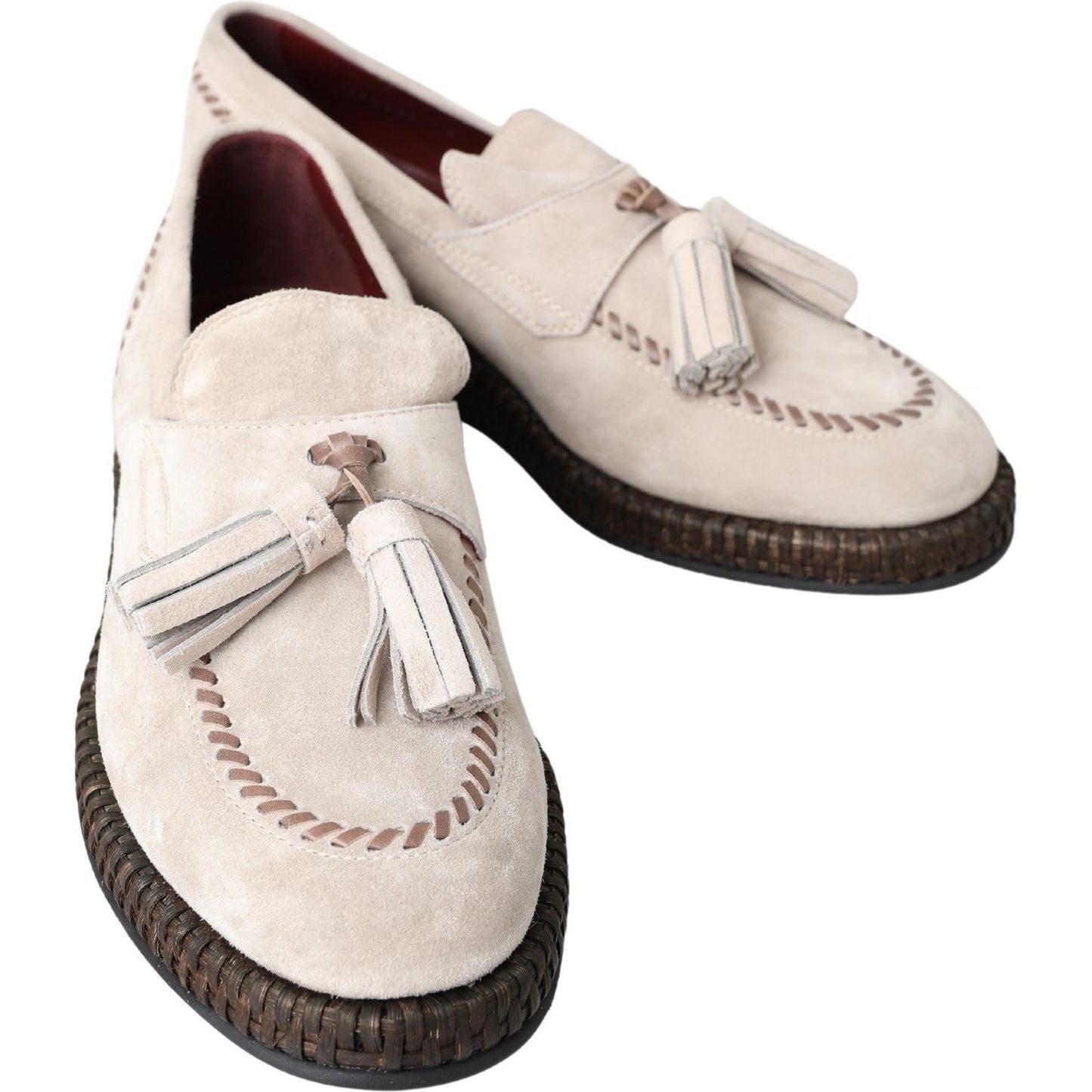 Dolce & Gabbana Elegant Ivory Leather Espadrilles Dolce & Gabbana Light Gray