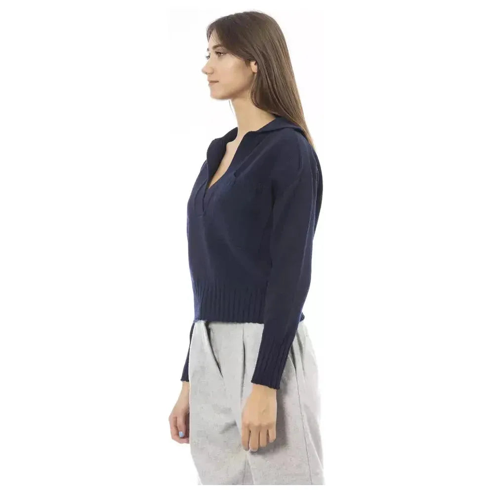 Alpha Studio Blue Wool Women Sweater Alpha Studio Gray