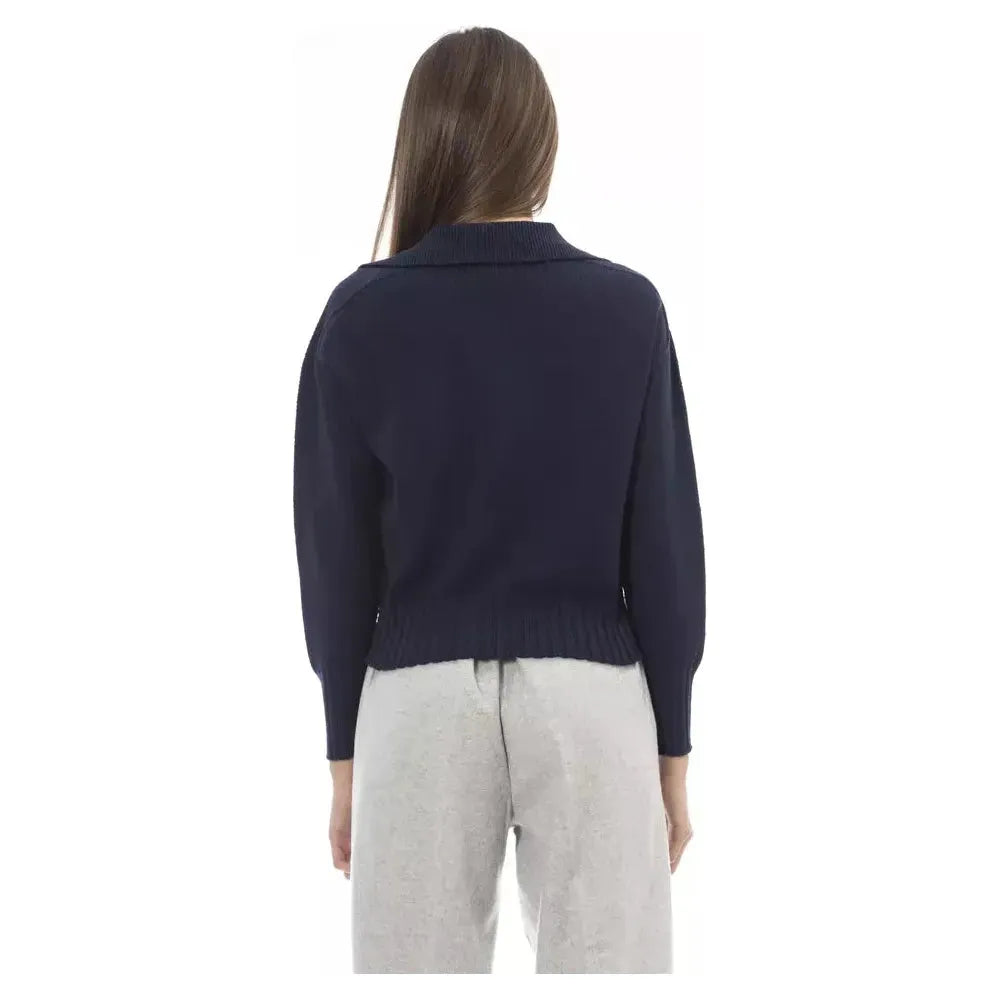 Alpha Studio Blue Wool Women Sweater Alpha Studio Gray