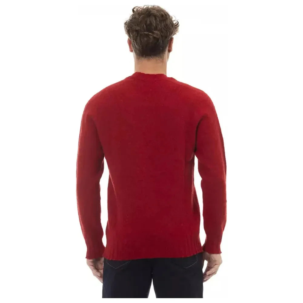 Alpha Studio Red Wool Men Sweater Alpha Studio Brown