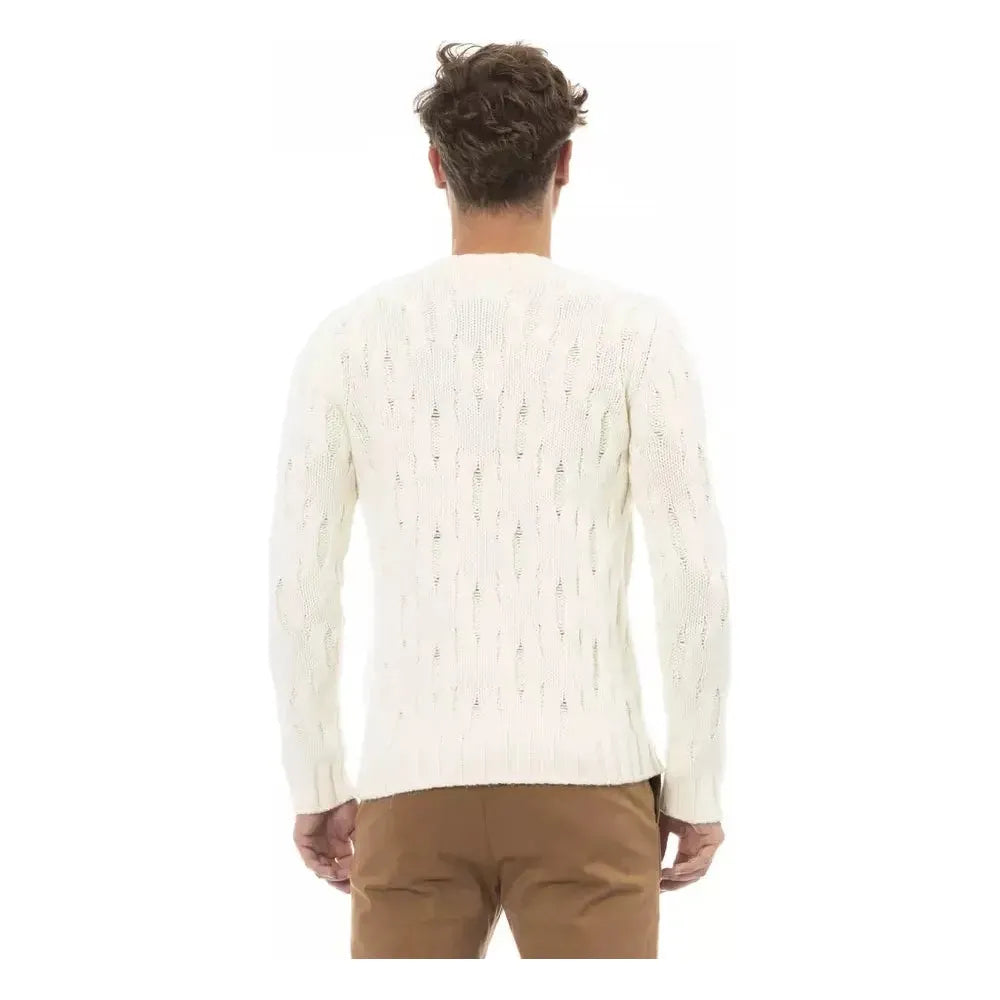 Alpha Studio Beige Wool Men Sweater Alpha Studio Dark Olive Green