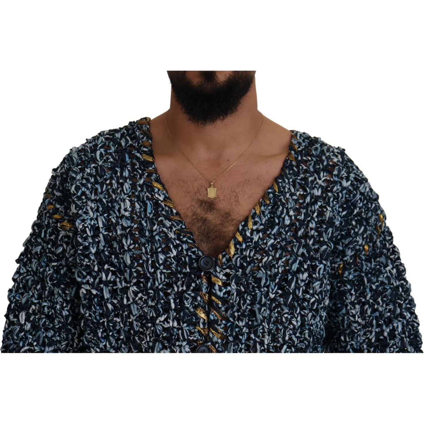 Dolce & Gabbana Elegant Blue V-Neck Cardigan Sweater Dolce & Gabbana Black