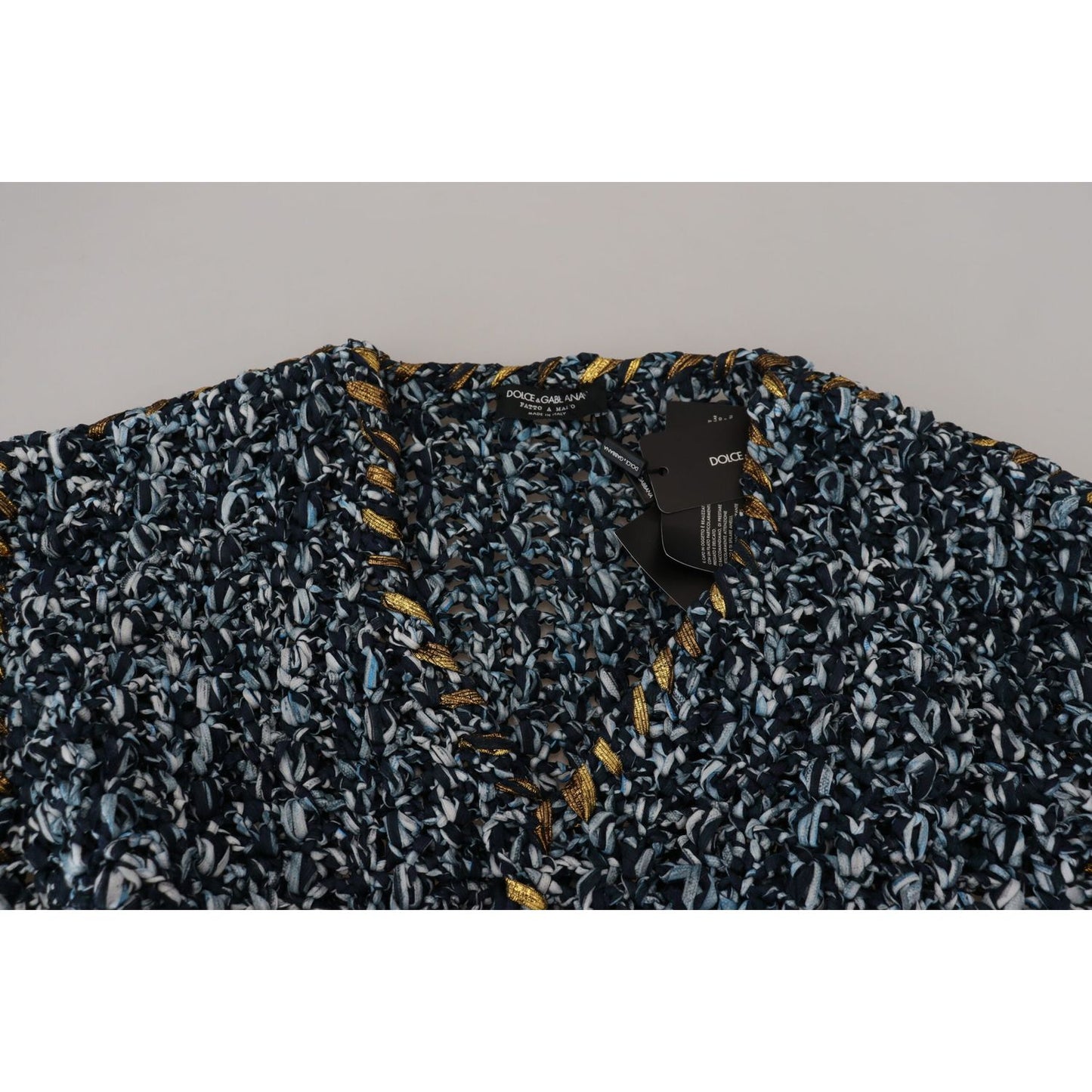 Dolce & Gabbana Elegant Blue V-Neck Cardigan Sweater Dolce & Gabbana Dark Gray