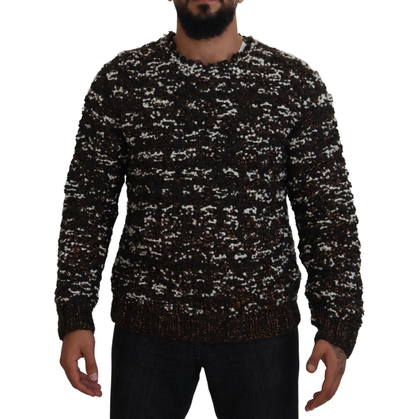 Dolce & Gabbana Elegant Bronze Knit Pullover Sweater Dolce & Gabbana Black