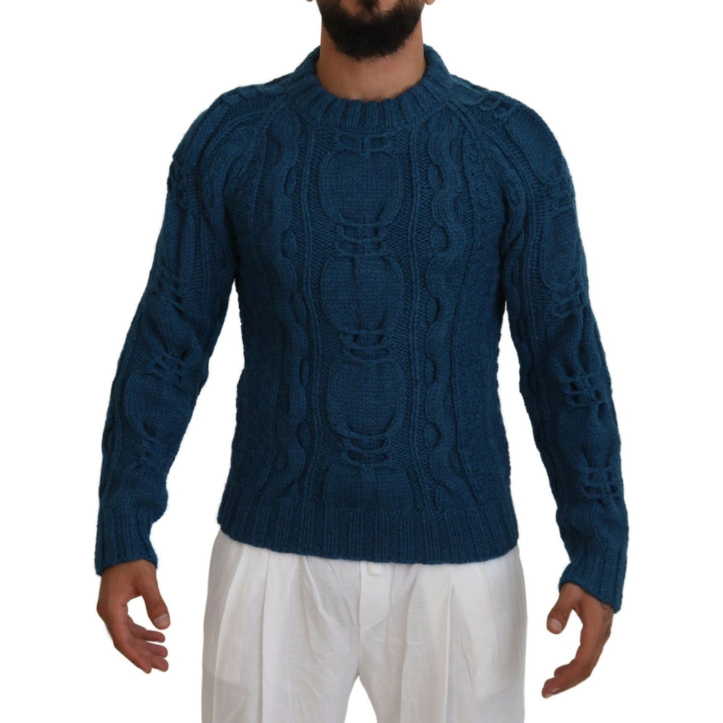 Dolce & Gabbana Elegant Blue Crewneck Sweater Dolce & Gabbana Gray