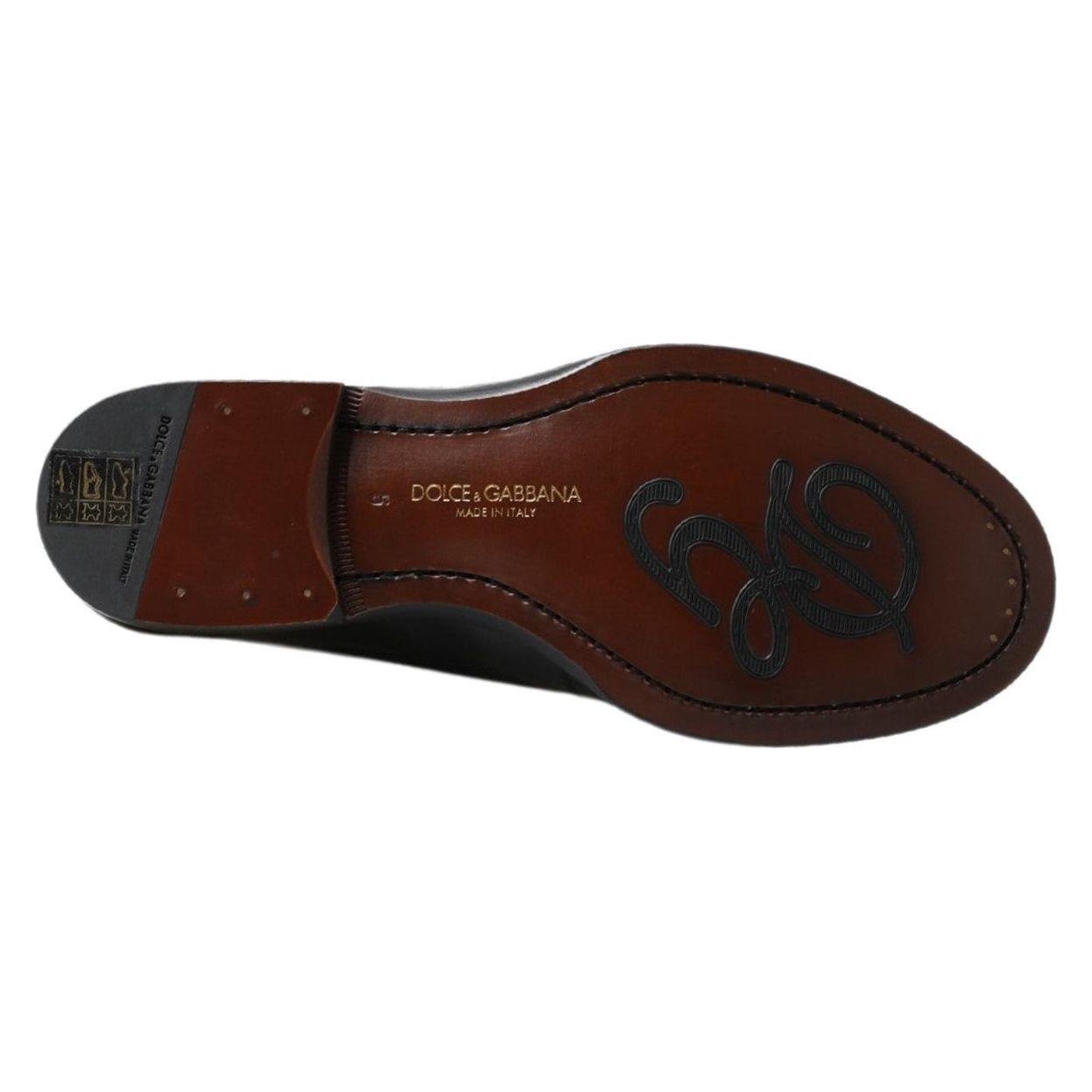 Dolce & Gabbana Elegant Black Leather Slipper Loafers Dolce & Gabbana Black