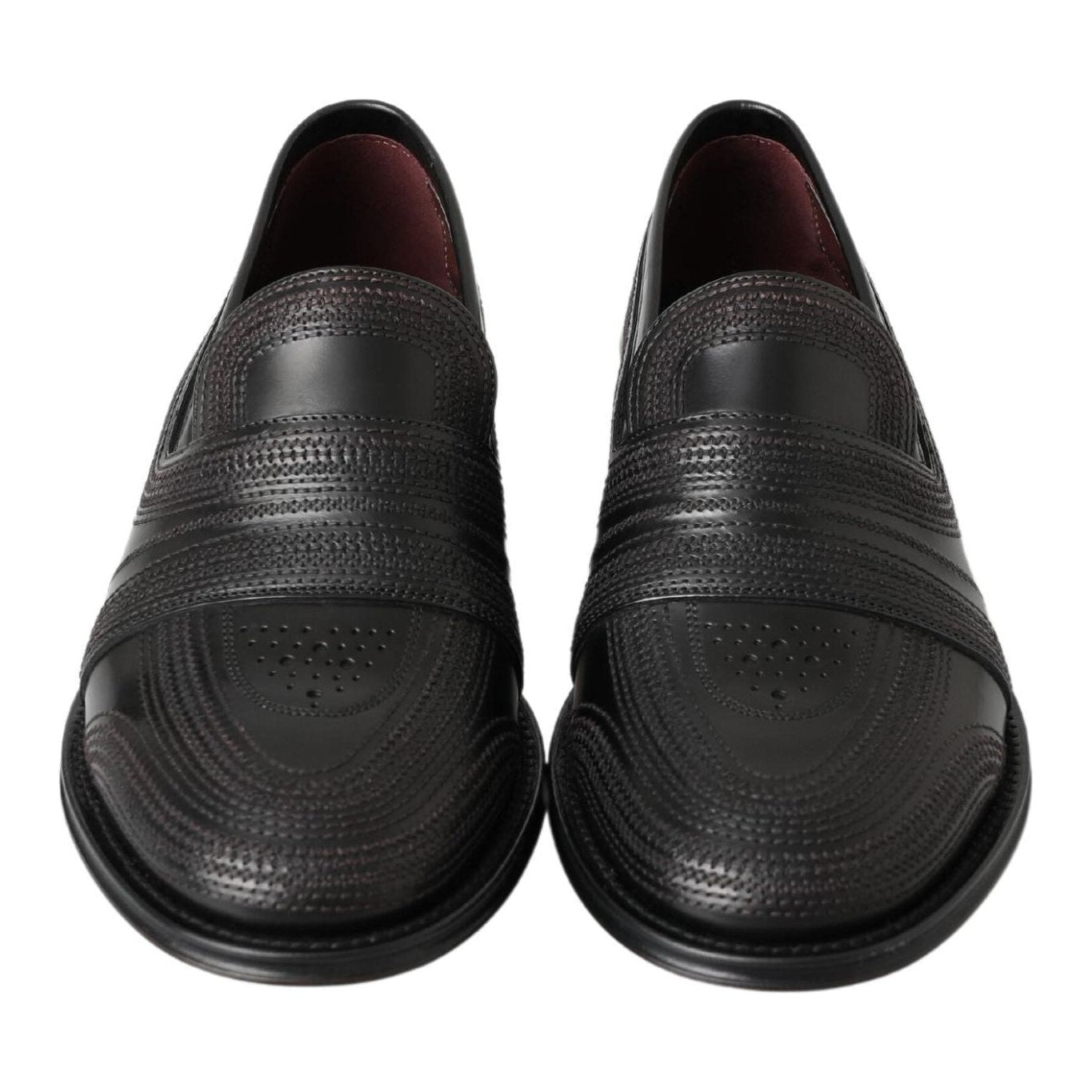 Dolce & Gabbana Elegant Black Leather Slipper Loafers Dolce & Gabbana Dark Slate Gray