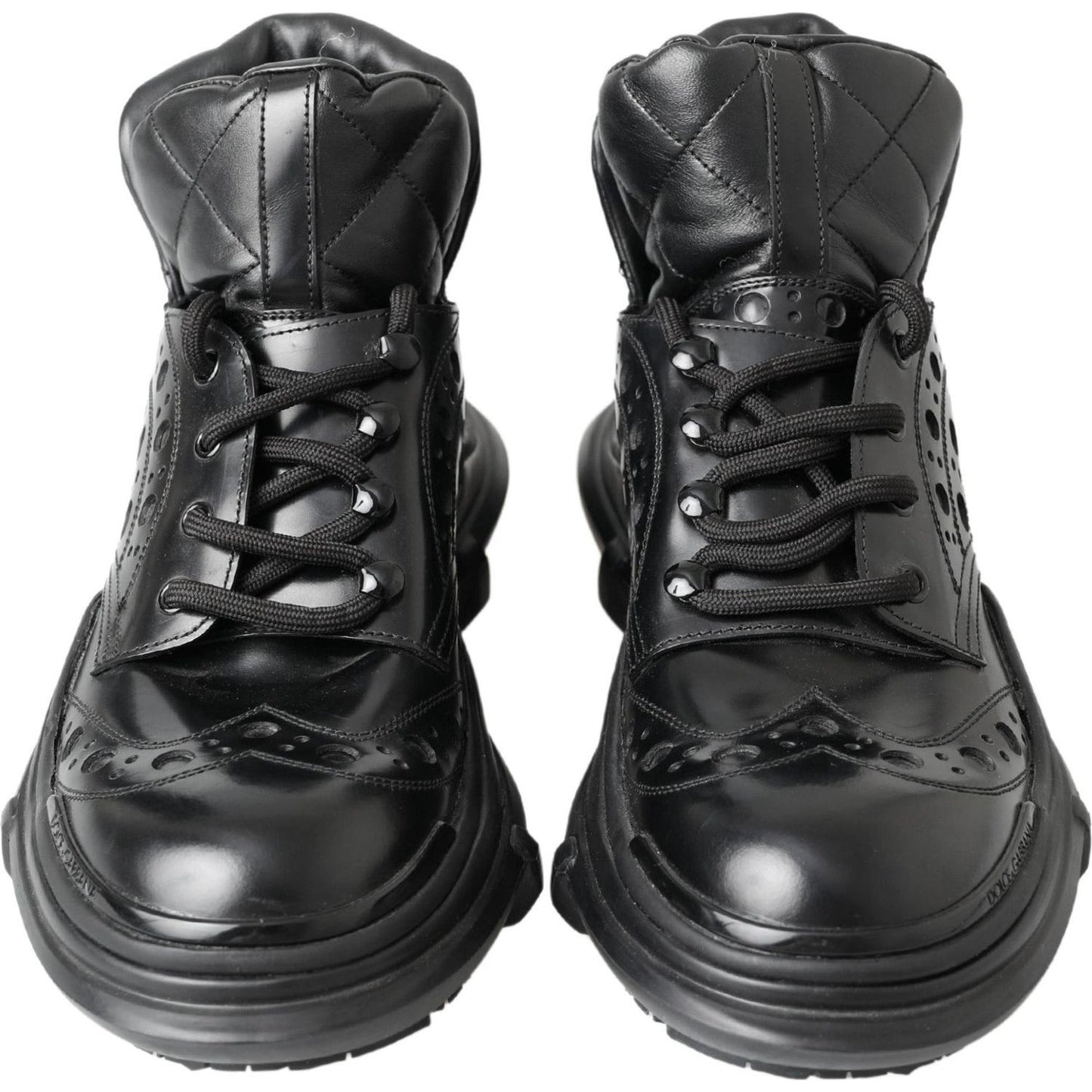 Dolce & Gabbana Elegant Black Leather Ankle Boots Dolce & Gabbana Dark Slate Gray