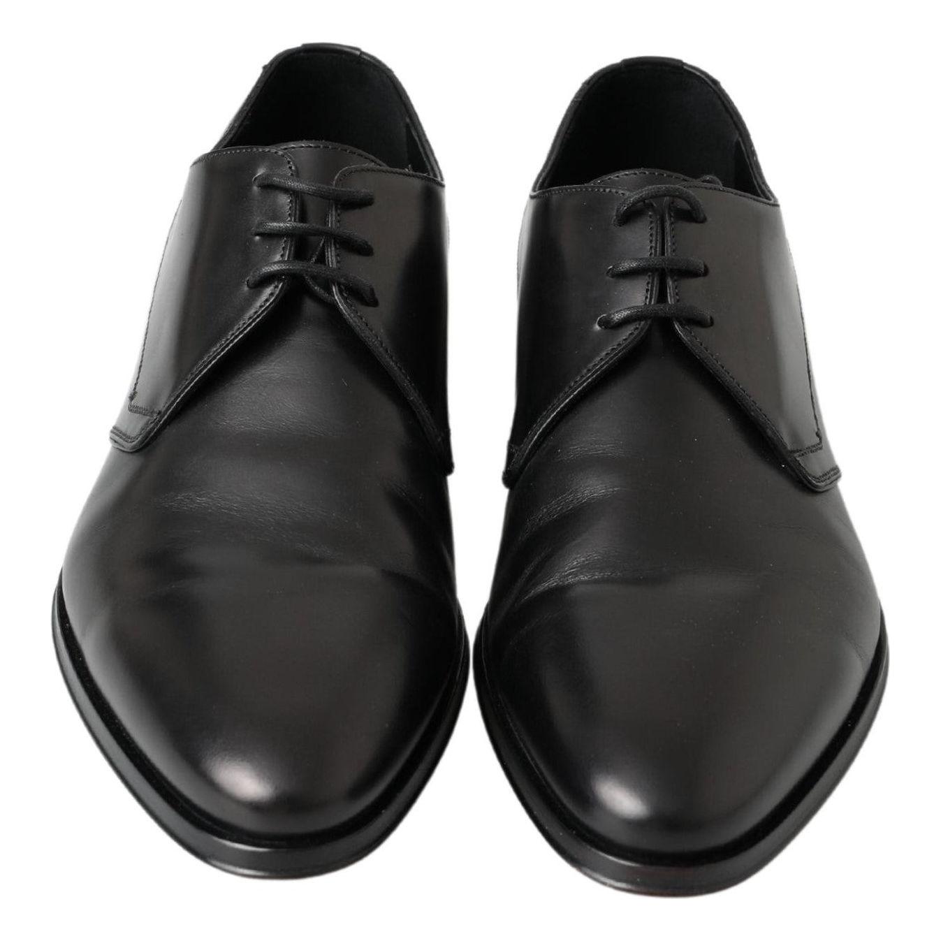 Dolce & Gabbana Classic Black Leather Derby Shoes Dolce & Gabbana Dark Slate Gray