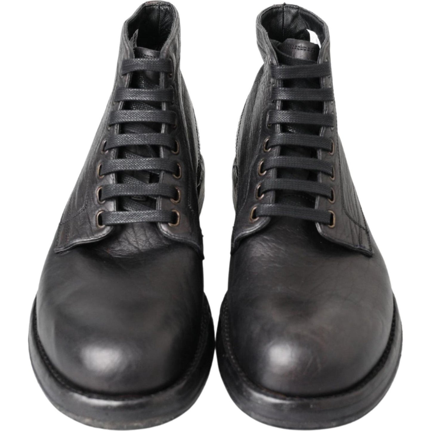 Dolce & Gabbana Equisite Black Lace-Up Leather Boots Dolce & Gabbana Dark Slate Gray