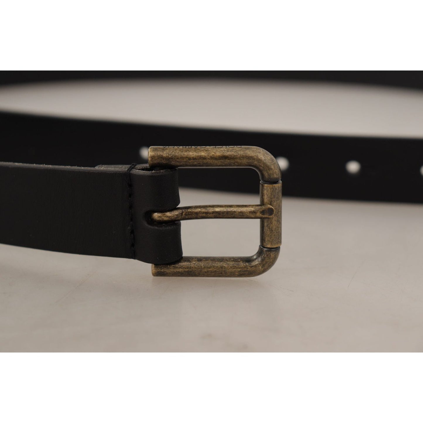 Dolce & Gabbana Black Calf Leather Logo Brass Metal Buckle Belt BEL8593 -90
