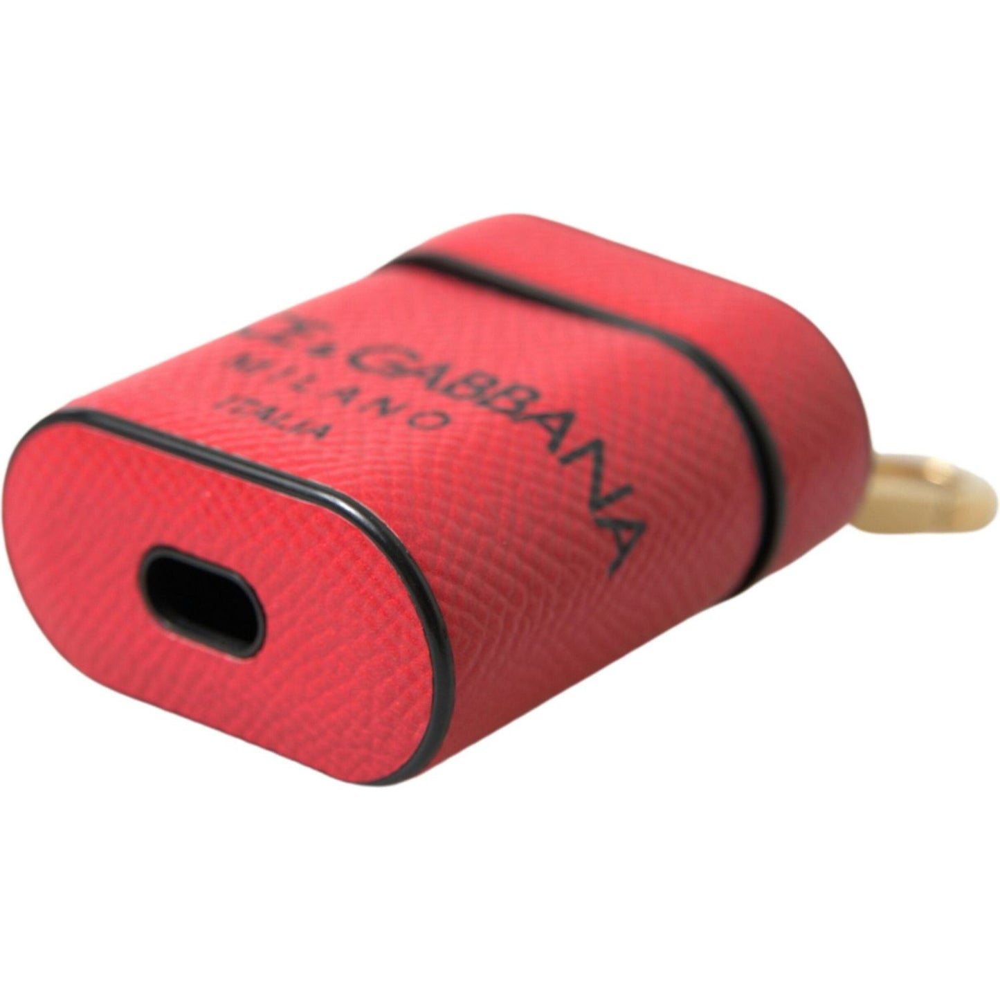 Dolce & Gabbana Elegant Leather Airpods Case in Black and Red Dolce & Gabbana Maroon
