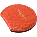 Dolce & Gabbana Orange Calfskin Leather Round Logo Hand Mirror Holder SMY101206