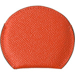 Dolce & Gabbana Orange Calfskin Leather Round Logo Hand Mirror Holder SMY101206