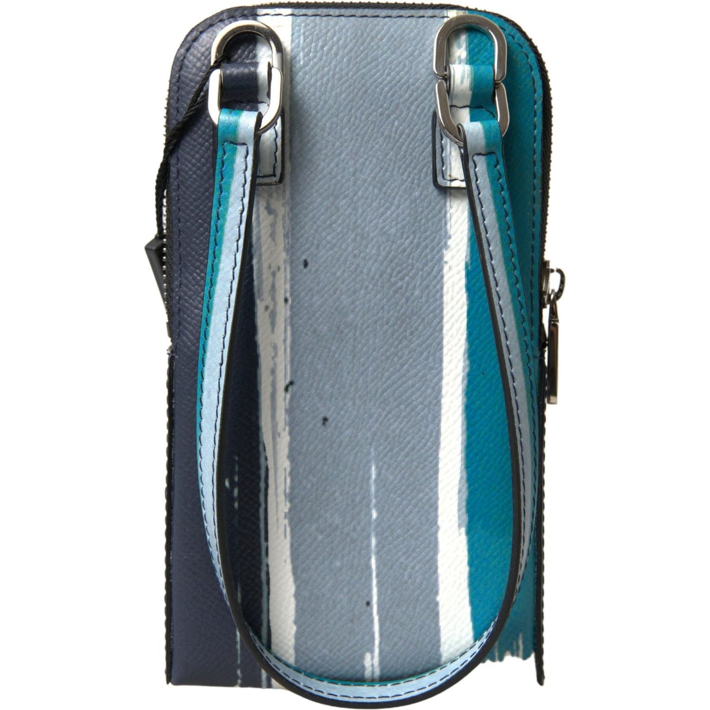 Dolce & Gabbana Elegant Leather Crossbody Phone Bag in Blue & White Dolce & Gabbana Slate Gray
