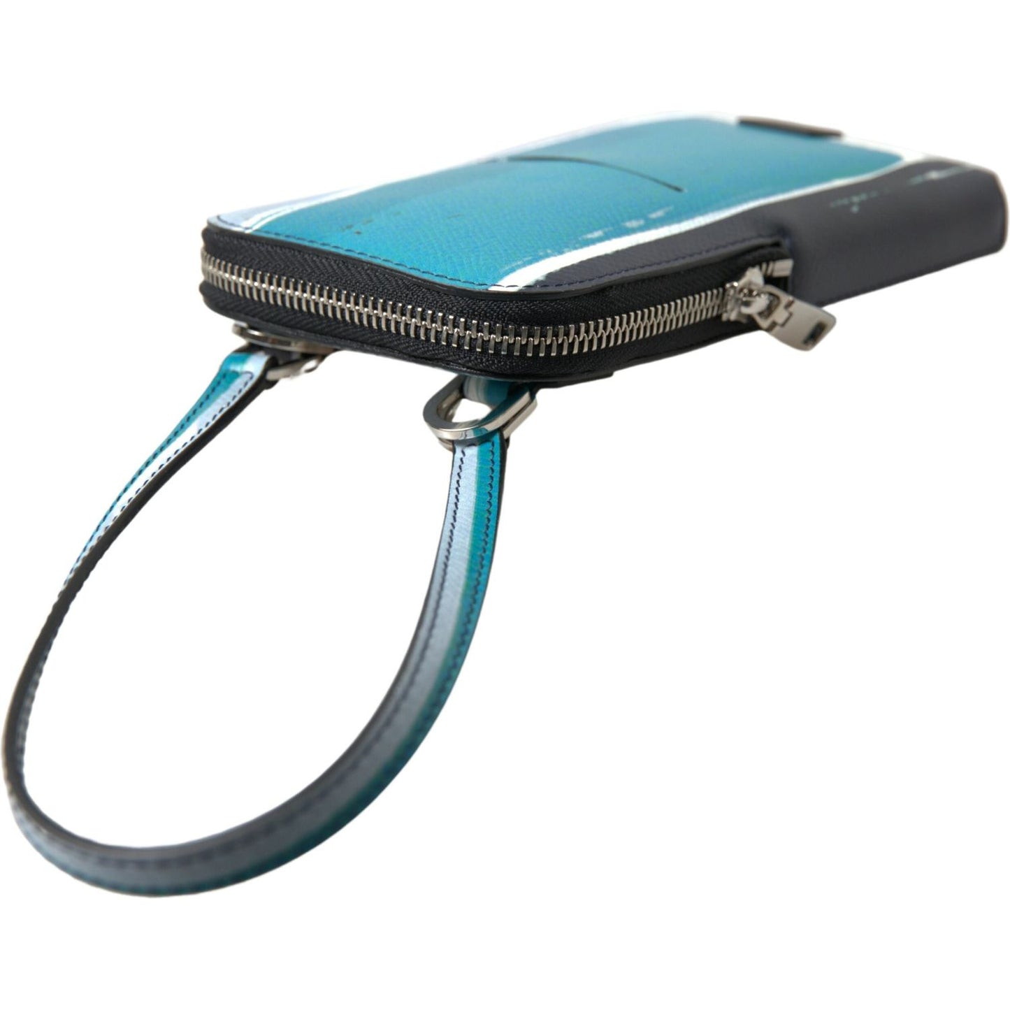 Dolce & Gabbana Elegant Leather Crossbody Phone Bag in Blue & White Dolce & Gabbana Dark Slate Gray