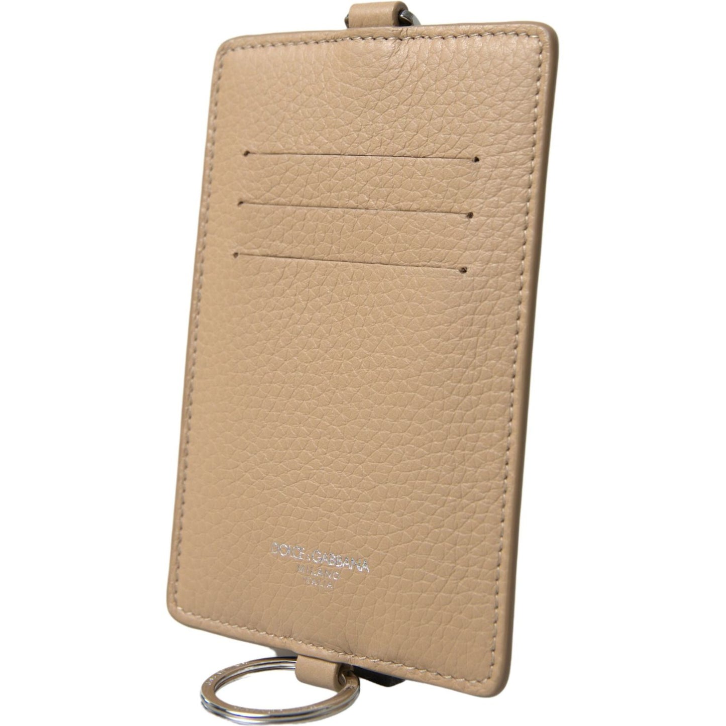 Dolce & Gabbana Elegant Beige Leather Cardholder Wallet Dolce & Gabbana Rosy Brown