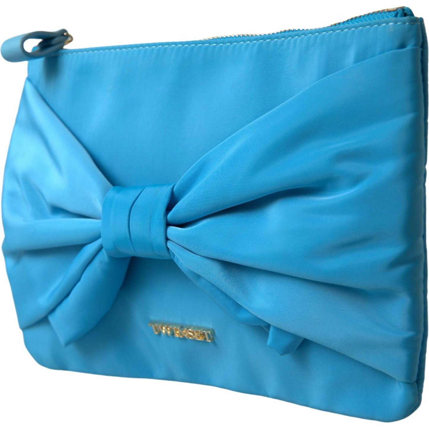 Twinset Elegant Silk Clutch with Bow Accent Twinset Steel Blue