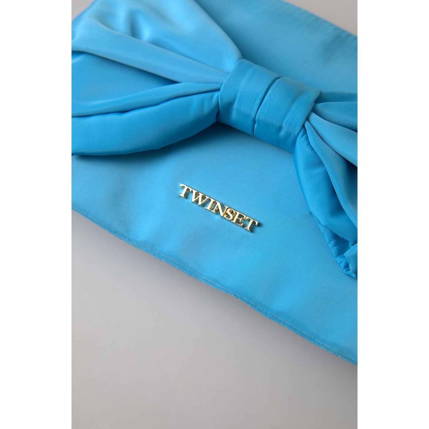 Twinset Elegant Silk Clutch with Bow Accent Twinset Steel Blue