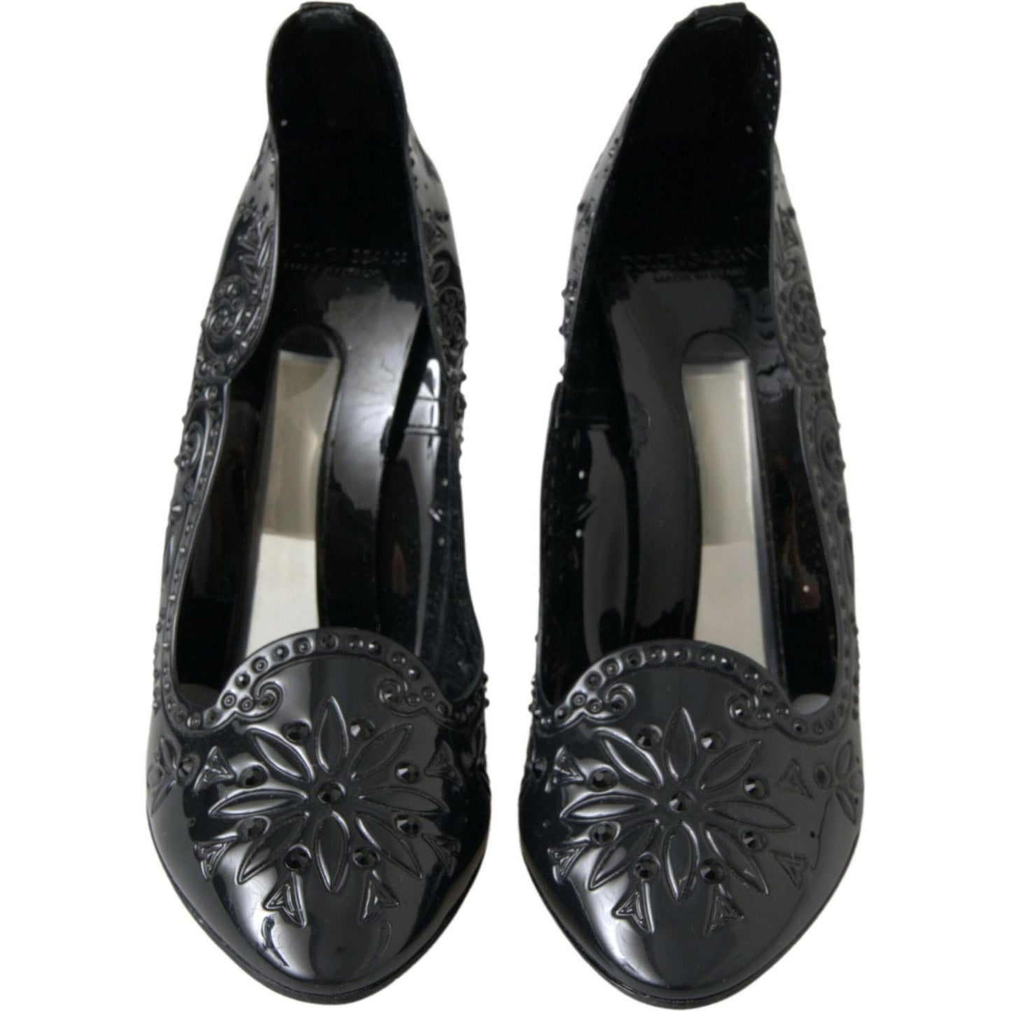 Dolce & Gabbana Elegant Black Crystal Cinderella Pumps Dolce & Gabbana Dark Slate Gray