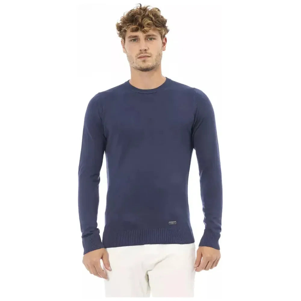 Baldinini Trend Blue Modal Men Sweater Baldinini Trend Dark Slate Gray