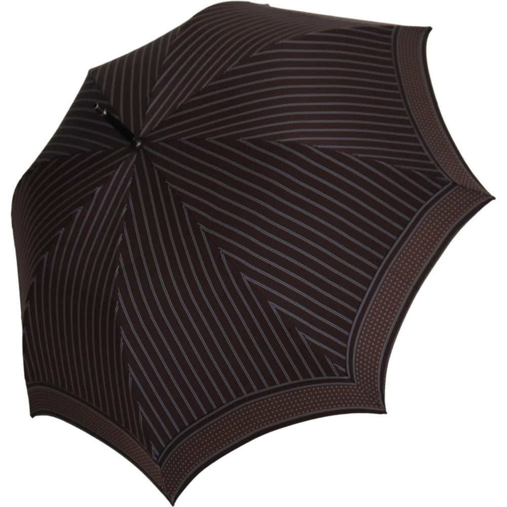 Dolce & Gabbana Brown Striped Leather Handle Collapsible Sartoria Umbrella DEC122