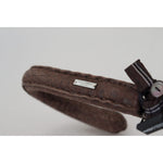 Dolce & Gabbana Brown Striped Leather Handle Collapsible Sartoria Umbrella DEC122