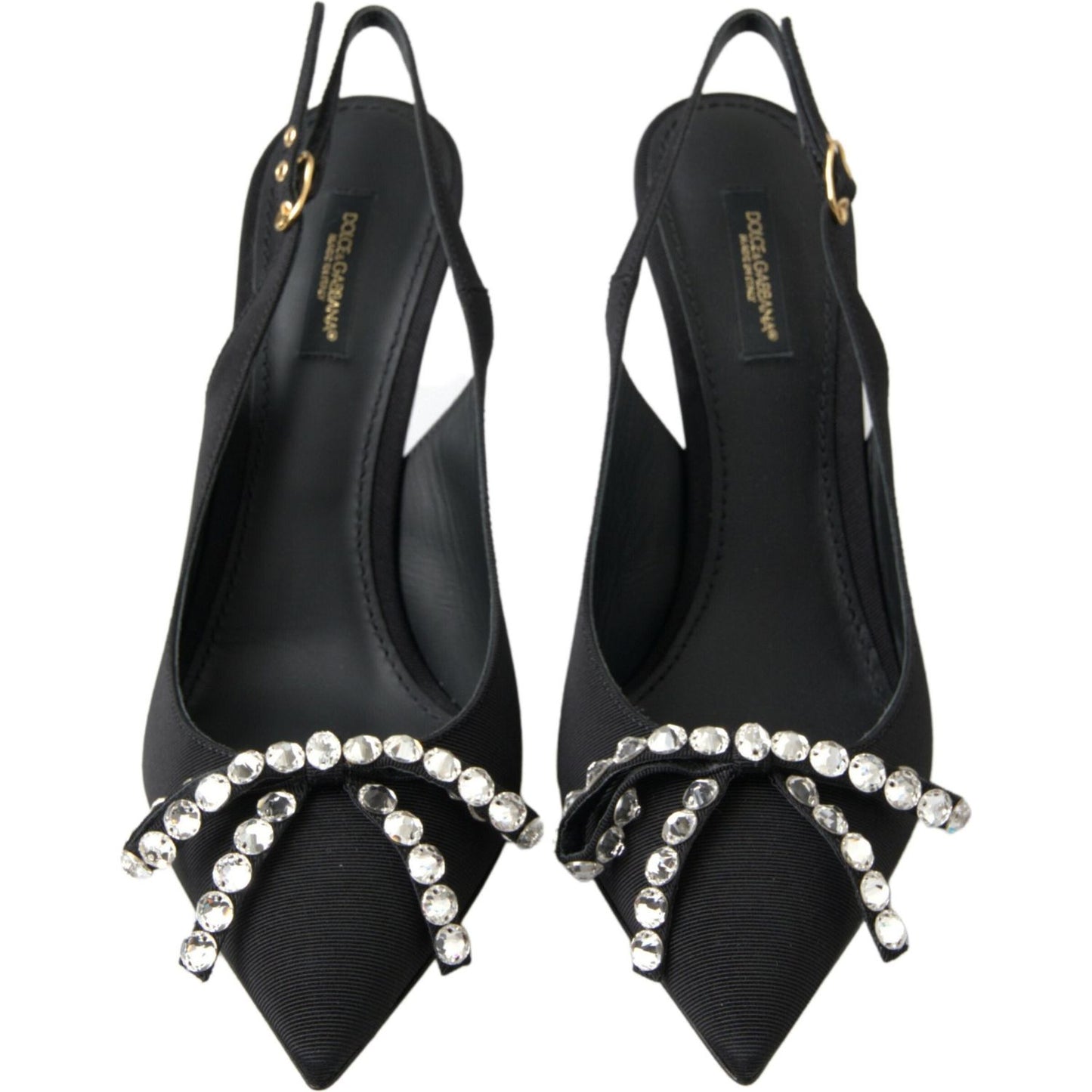 Dolce & Gabbana Embellished Black Slingback Heels Pumps Dolce & Gabbana Dark Slate Gray