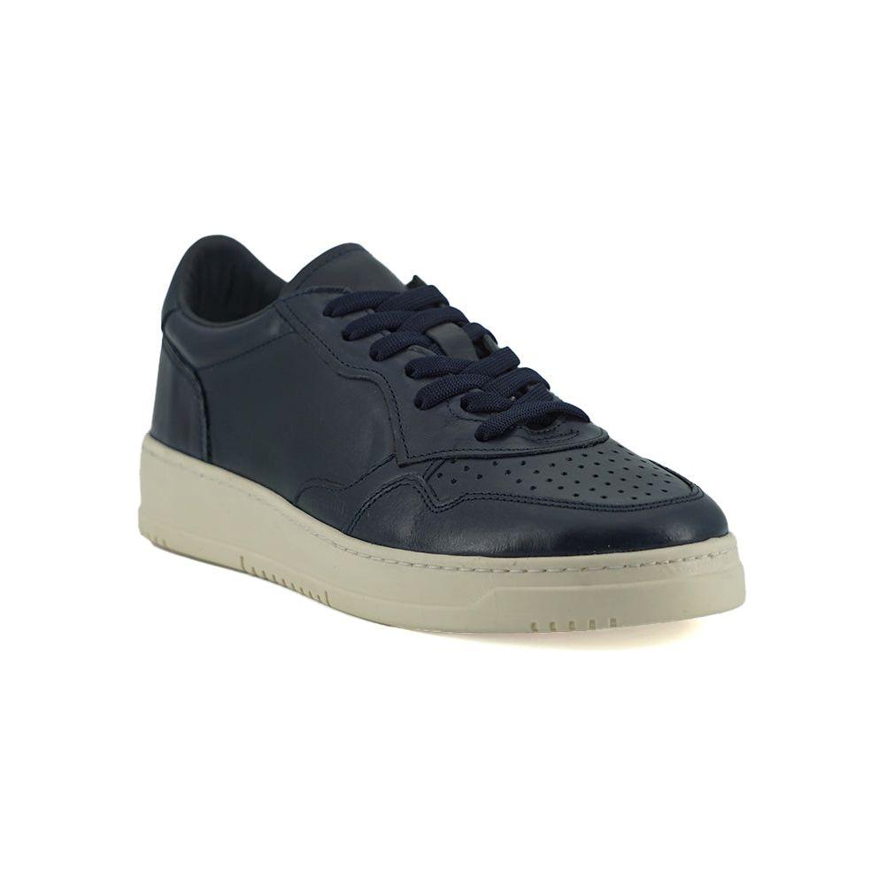 Saxone of Scotland Elegant Navy Blue Leather Sneakers Saxone of Scotland Gray