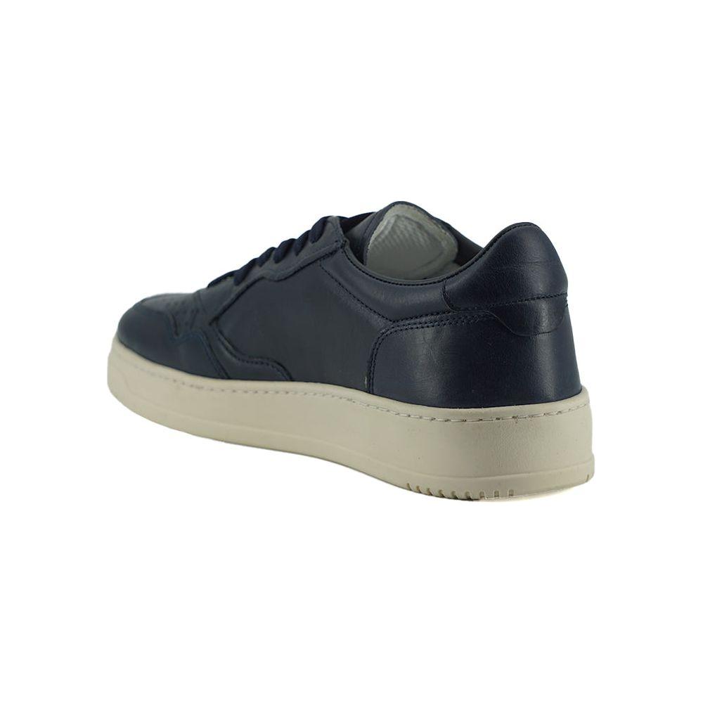 Saxone of Scotland Elegant Navy Blue Leather Sneakers Saxone of Scotland Dark Gray
