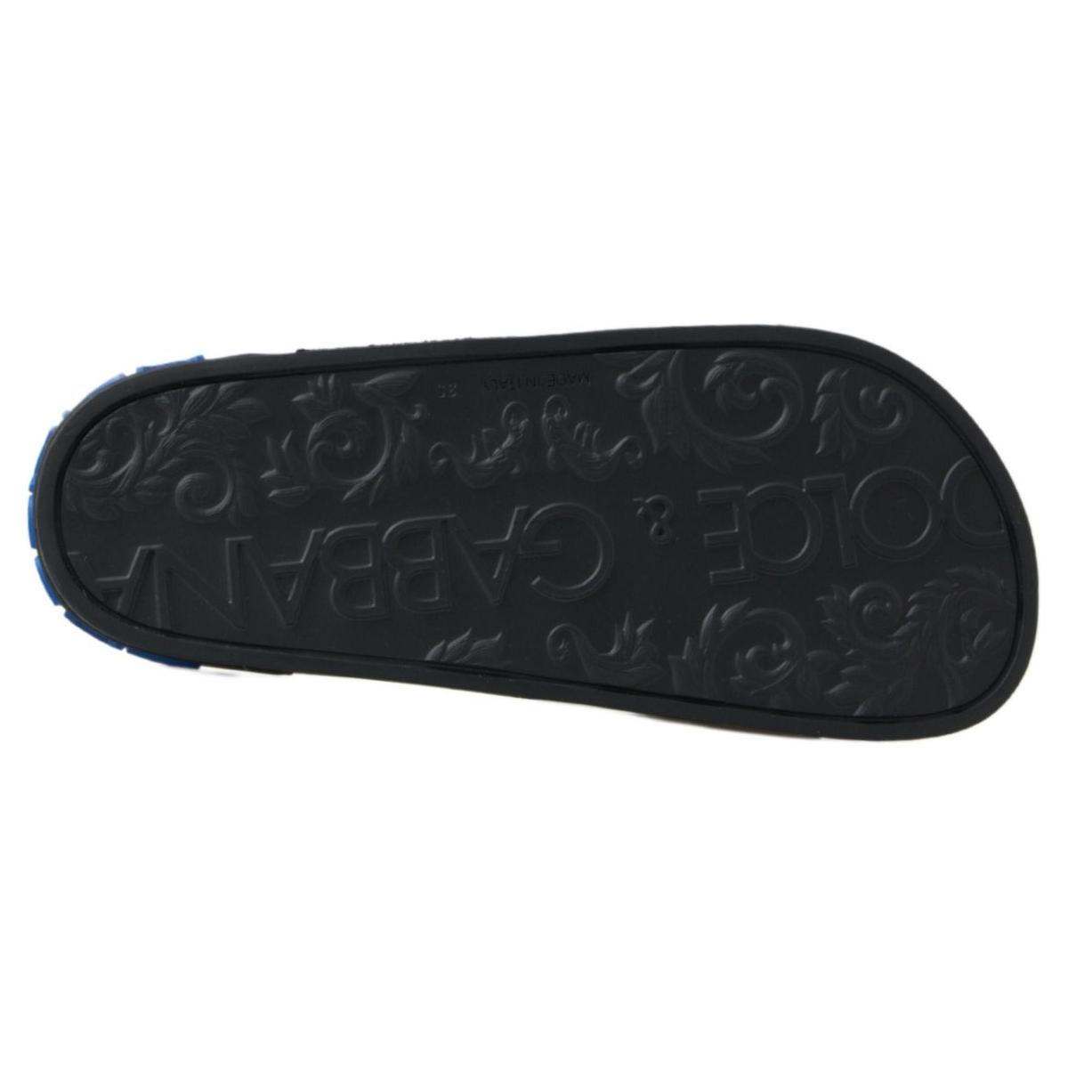 Dolce & Gabbana Elegant Black Leather Slide Sandals Dolce & Gabbana Dark Slate Gray