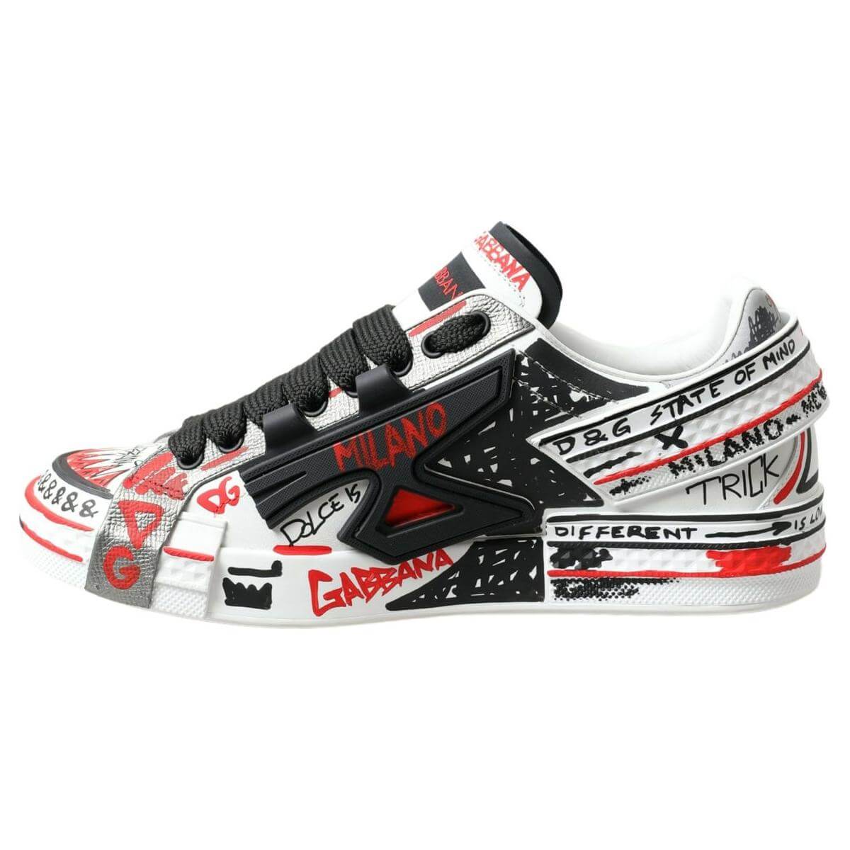 Dolce & Gabbana Multicolor Hand-Painted Leather Sneakers Dolce & Gabbana Dark Slate Gray