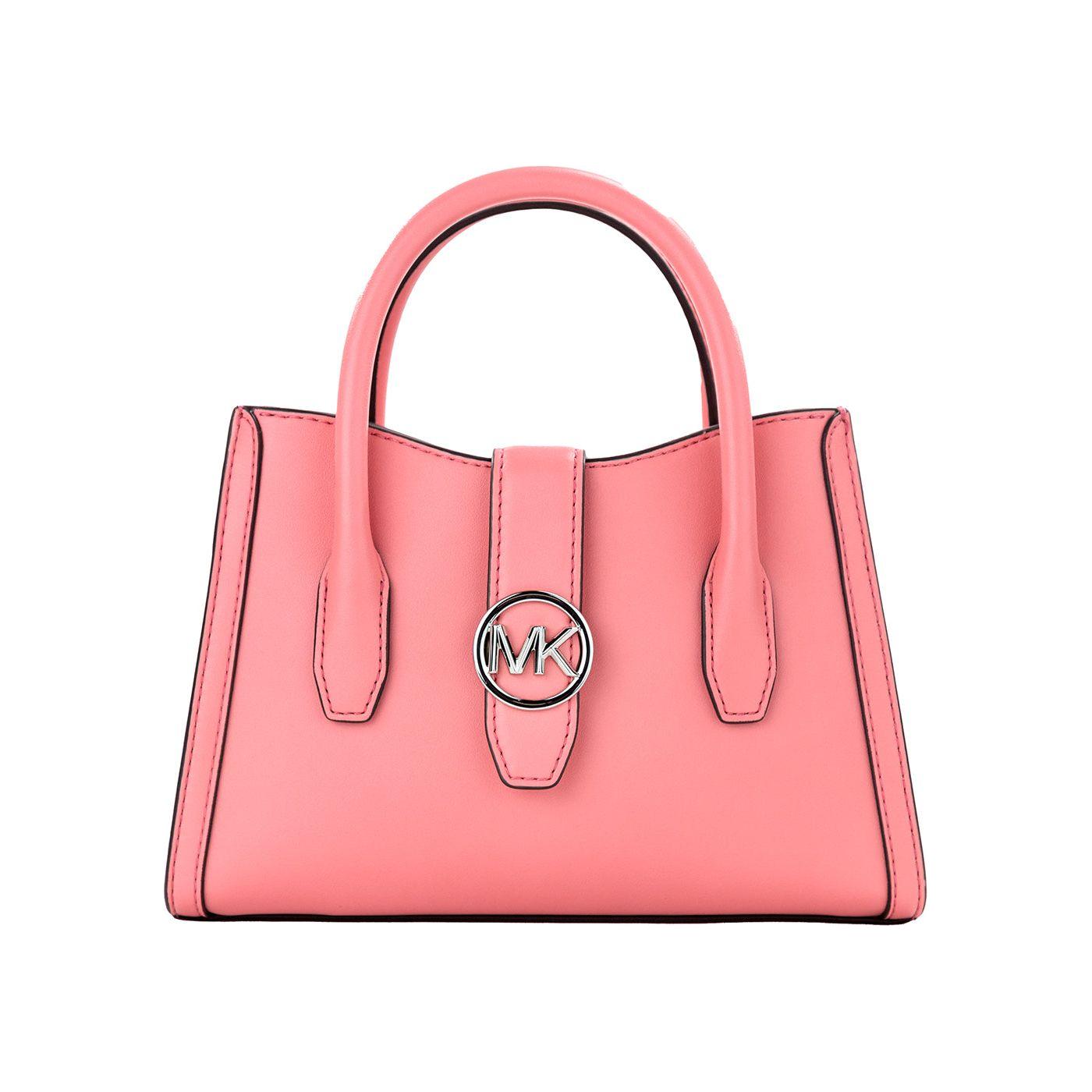 Michael Kors Gabby Small Tea Rose Faux Leather Top Zip Satchel Crossbody Bag Michael Kors Light Coral