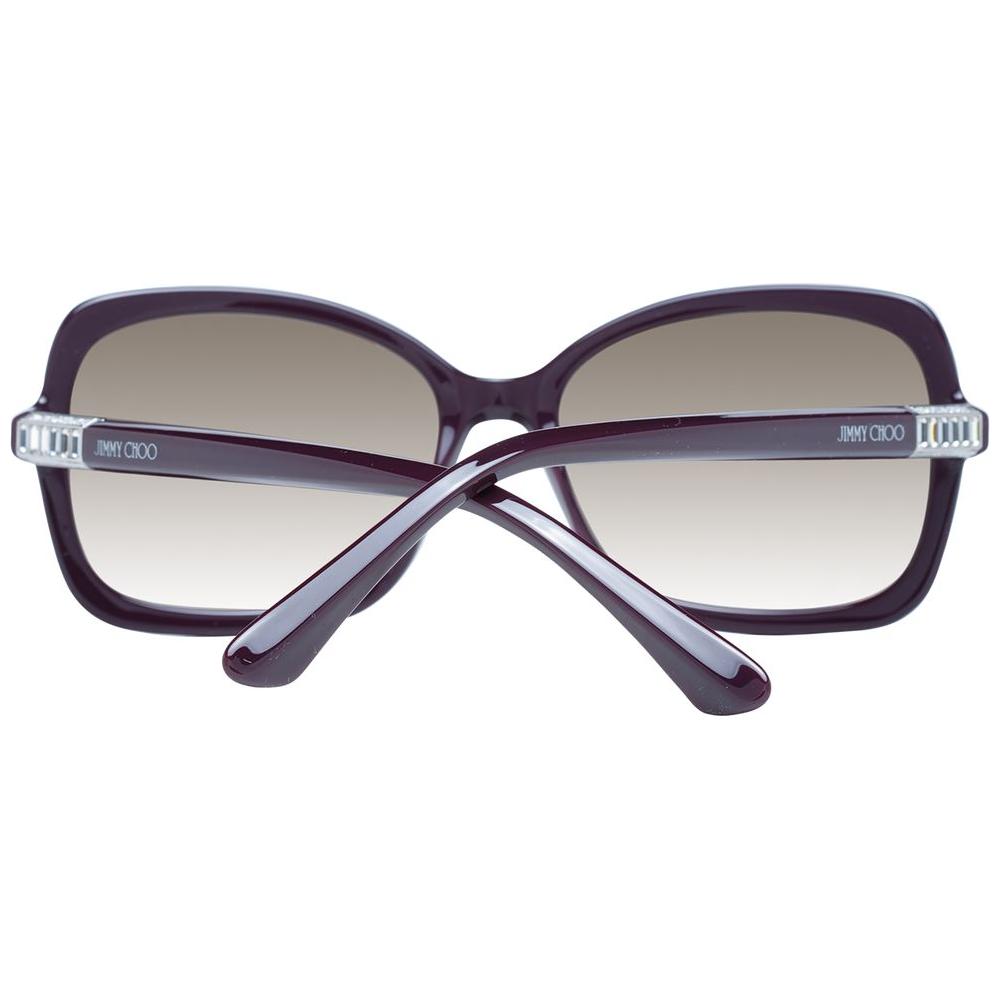 Jimmy Choo burgundy women's sunglasses with gradient green lenses, rectangle full-rim frame, UV protection, model 56-17-140.