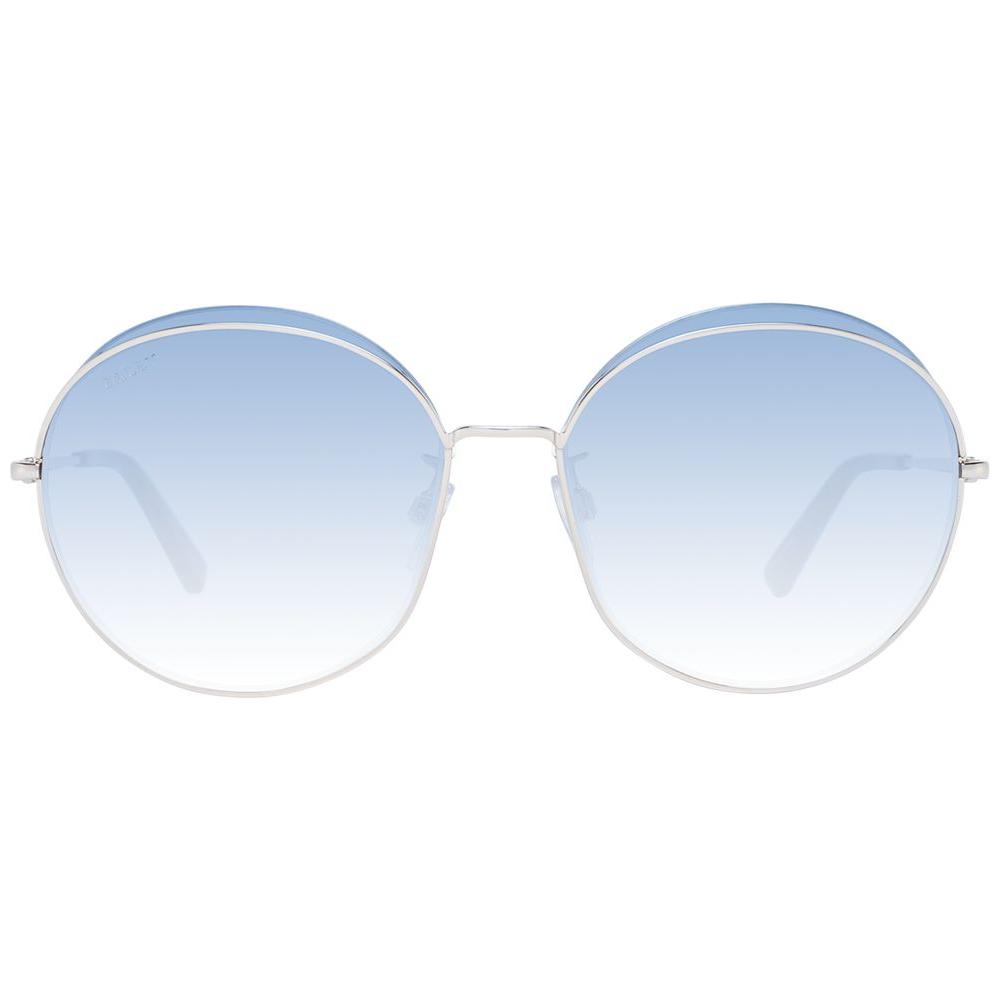 Bally rose gold women's sunglasses with gradient blue lenses and half-rim style, offering 100% UVA & UVB protection.