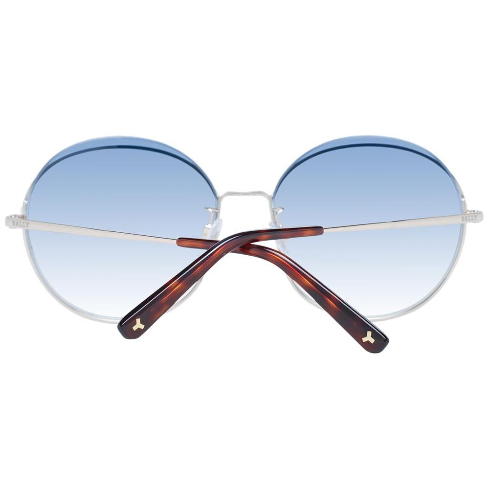 Bally Rose Gold Women's Sunglasses with Blue Gradient Lenses, Metal Frame, 100% UVA/UVB Protection, Round Style, Half-Rim