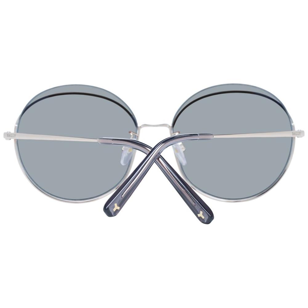 Round rose gold women's sunglasses with grey lenses and metal half-rim frame. 100% UVA & UVB protection.