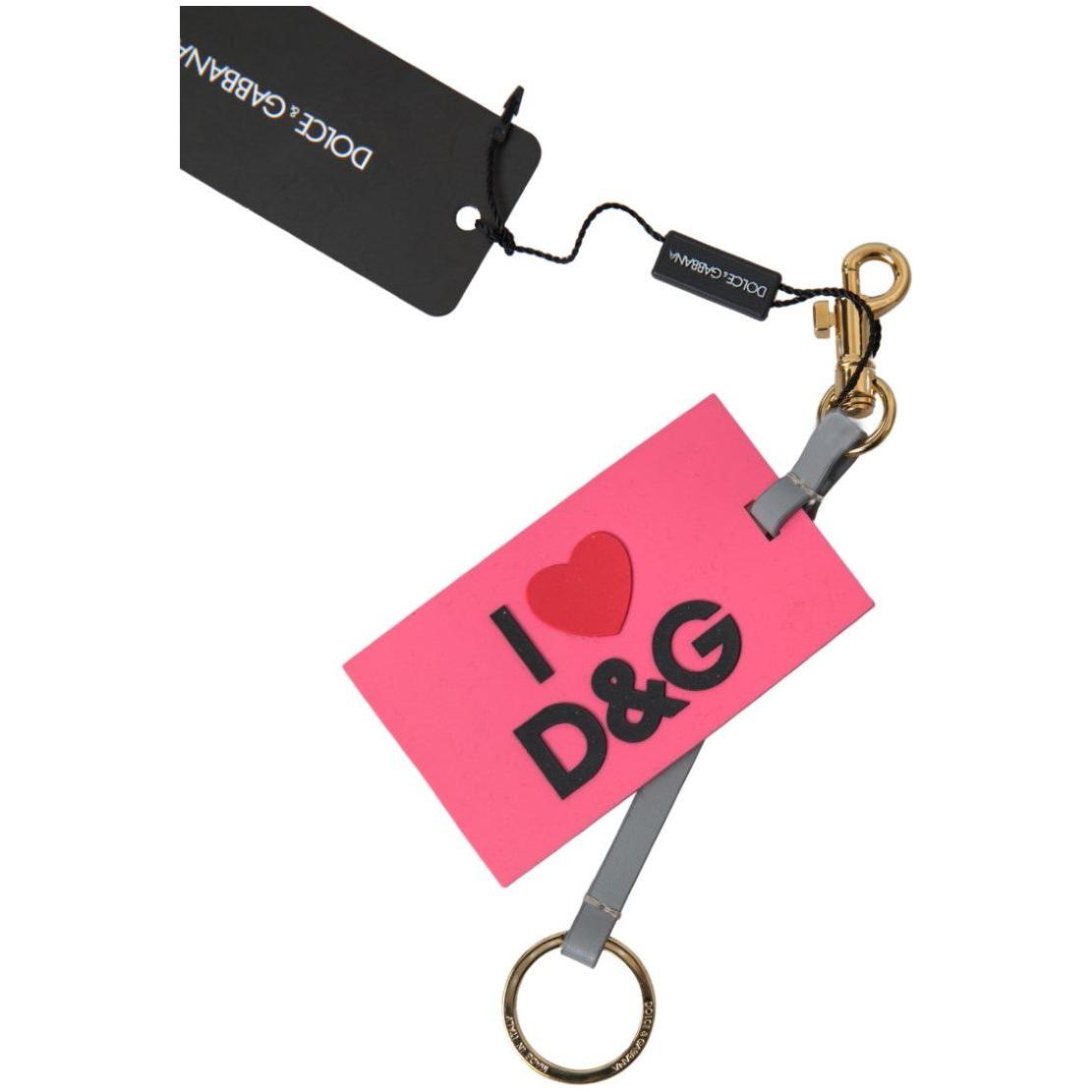 Dolce & Gabbana Chic Pink Leather-Trimmed Keychain Dolce & Gabbana Dark Slate Gray