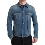 Dolce & Gabbana Blue Washed Cotton Stretch Denim Men Jacket TSH84178-50