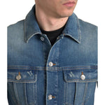 Dolce & Gabbana Blue Washed Cotton Stretch Denim Men Jacket TSH84178-50