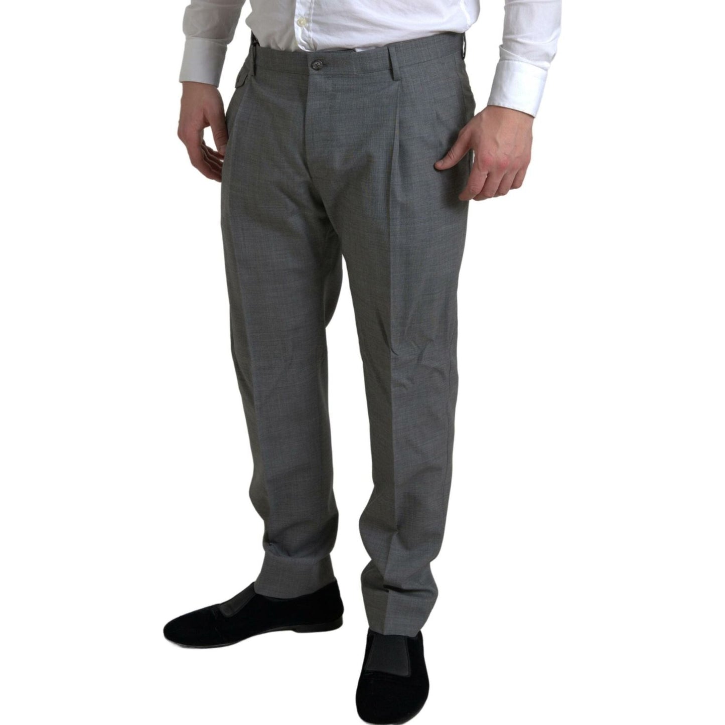 Dolce & Gabbana Elegant Skinny Wool Dress Pants in Grey Dolce & Gabbana Dark Slate Gray