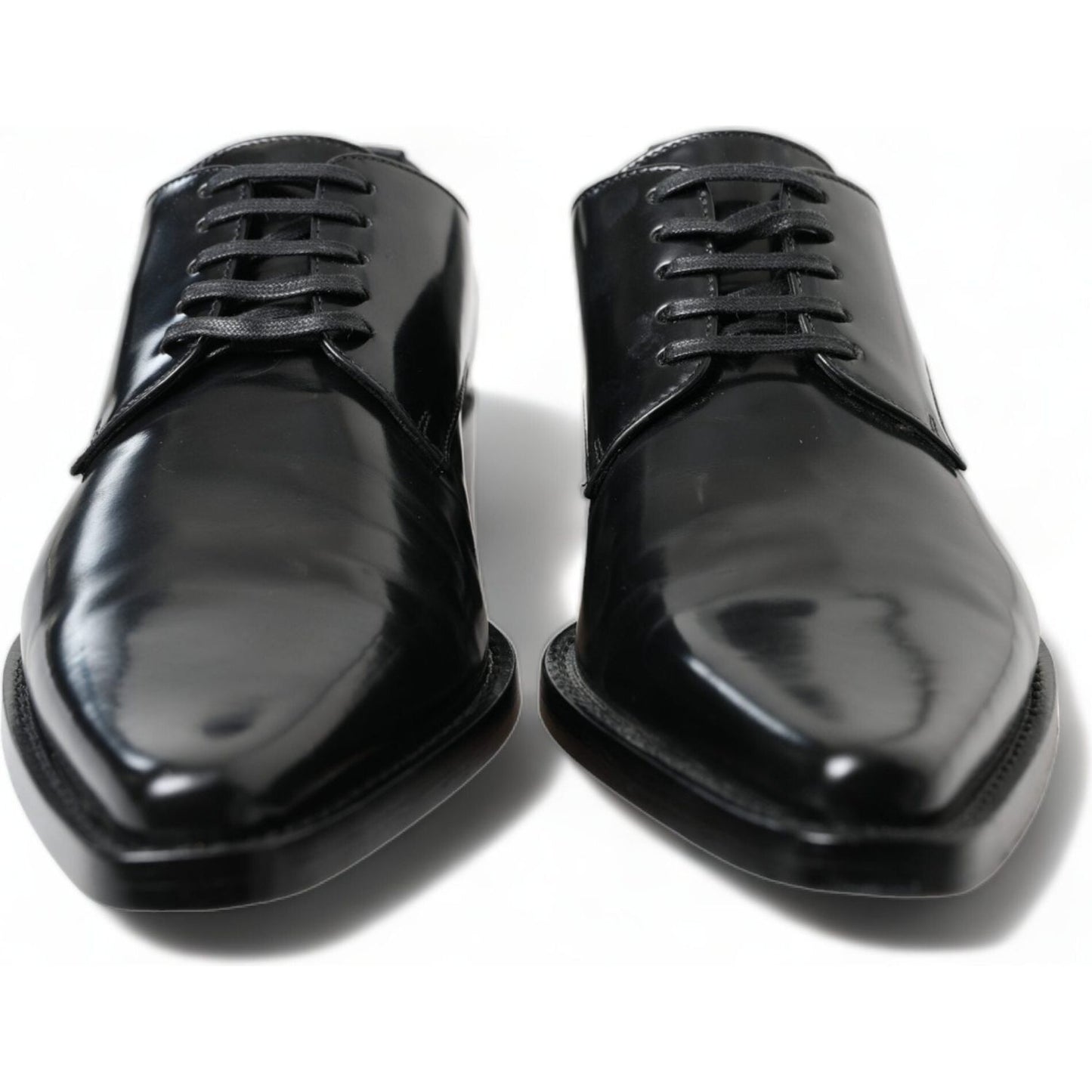 Dolce & Gabbana Elegant Black Leather Formal Flats Dolce & Gabbana Dark Slate Gray