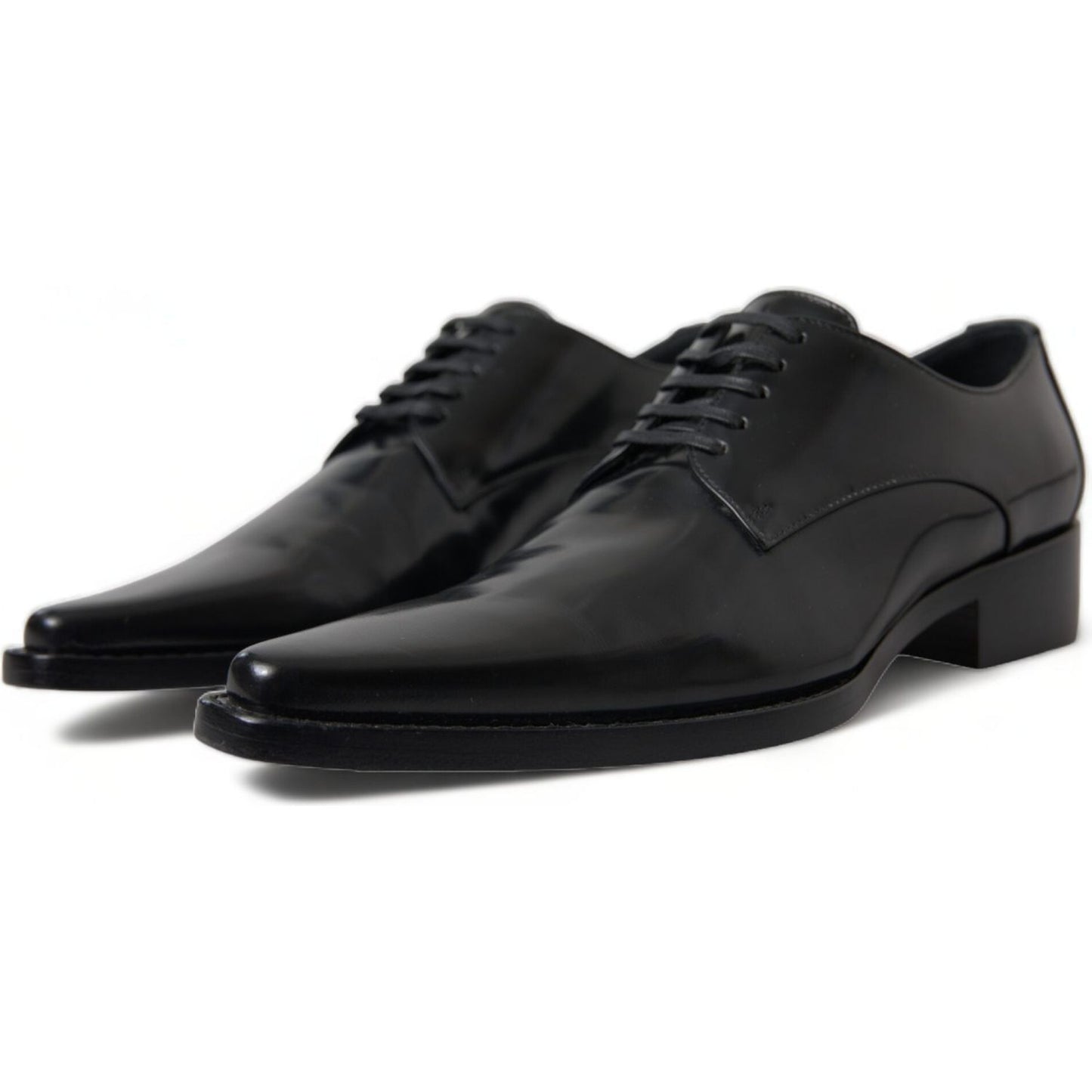 Dolce & Gabbana Elegant Black Leather Formal Flats Dolce & Gabbana Dark Slate Gray