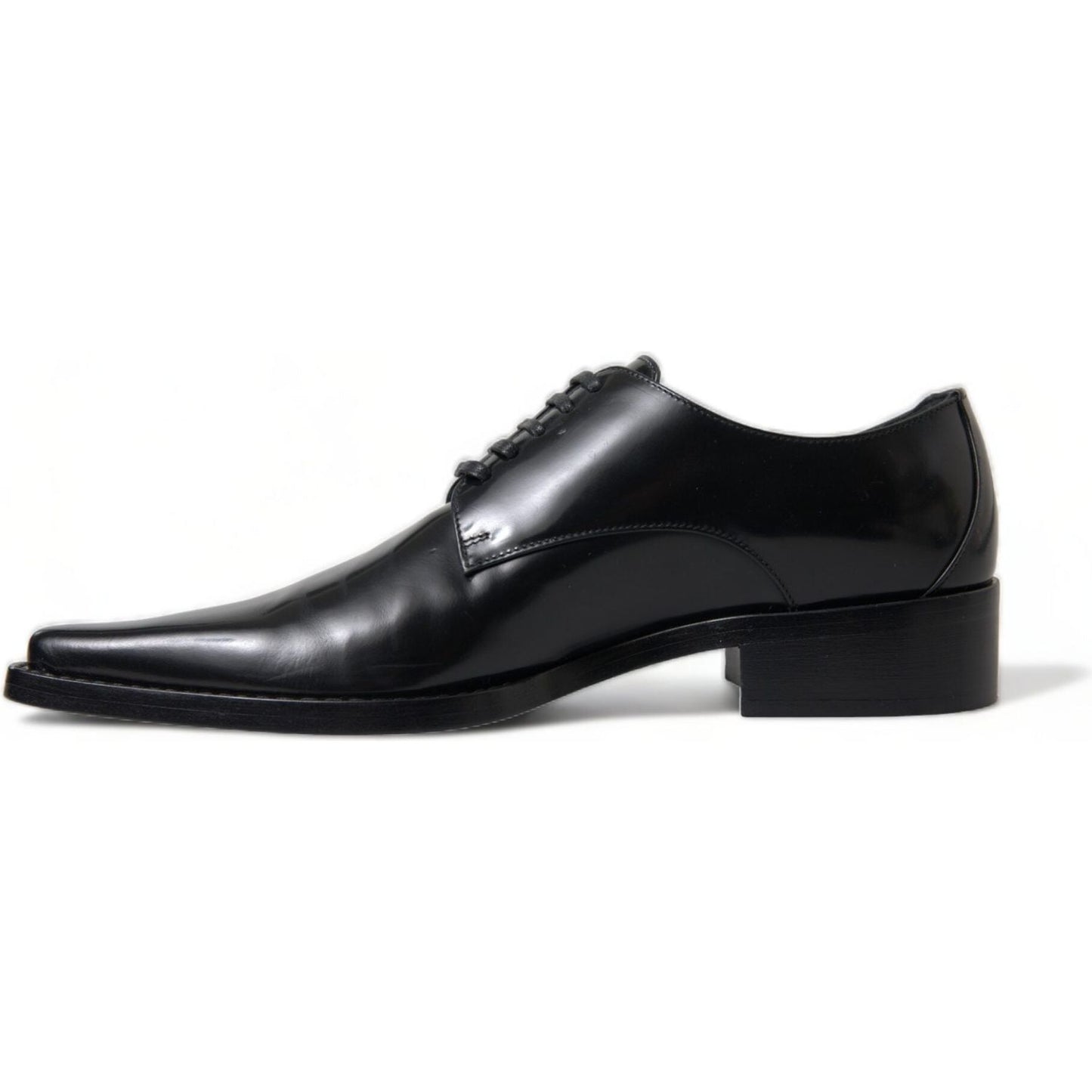 Dolce & Gabbana Elegant Black Leather Formal Flats Dolce & Gabbana Black
