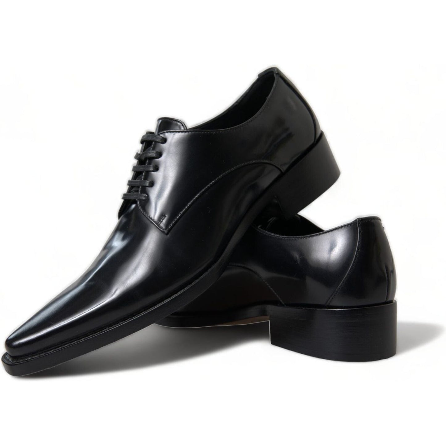 Dolce & Gabbana Elegant Black Leather Formal Flats Dolce & Gabbana Black