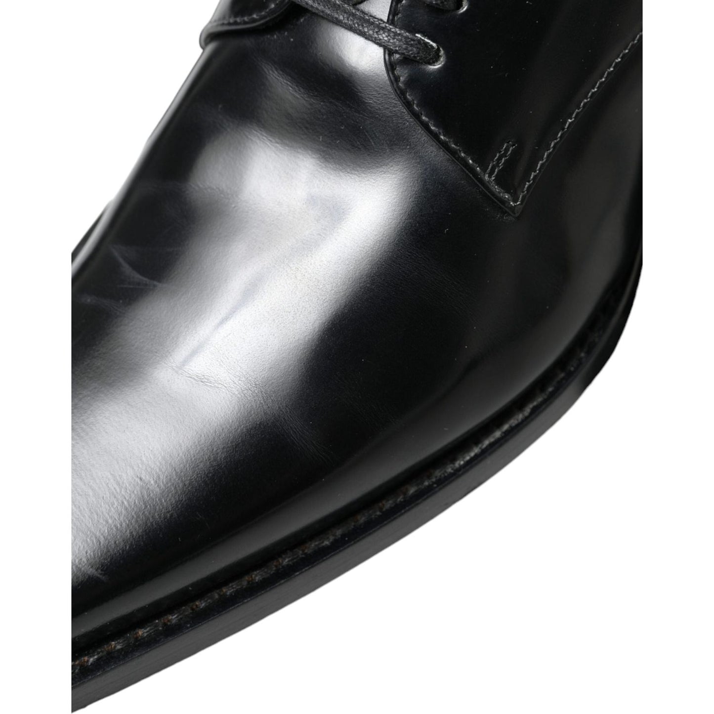 Dolce & Gabbana Elegant Black Leather Formal Flats Dolce & Gabbana Light Gray
