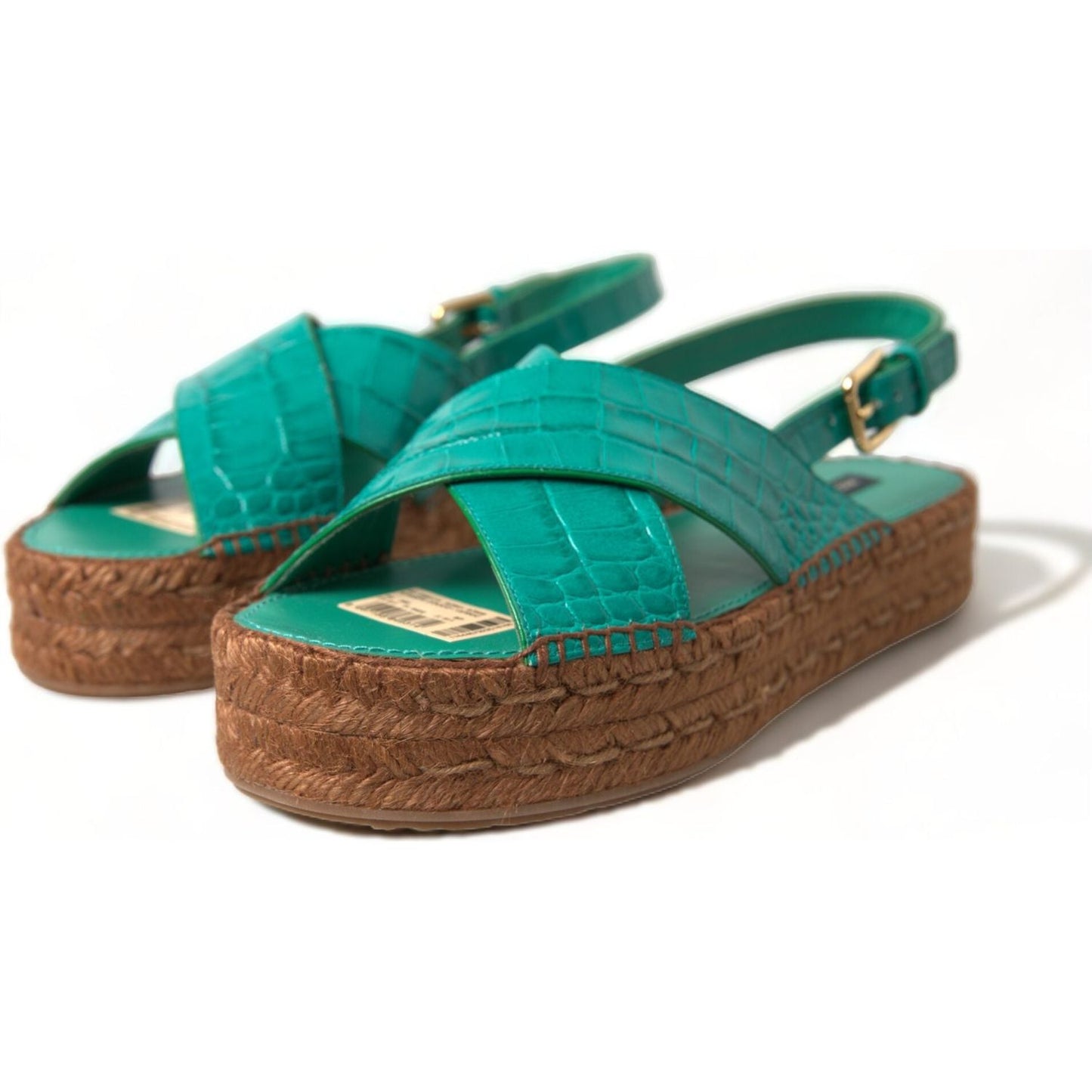 Dolce & Gabbana Elegant Green Espadrille Platform Sandals Dolce & Gabbana Dark Slate Gray