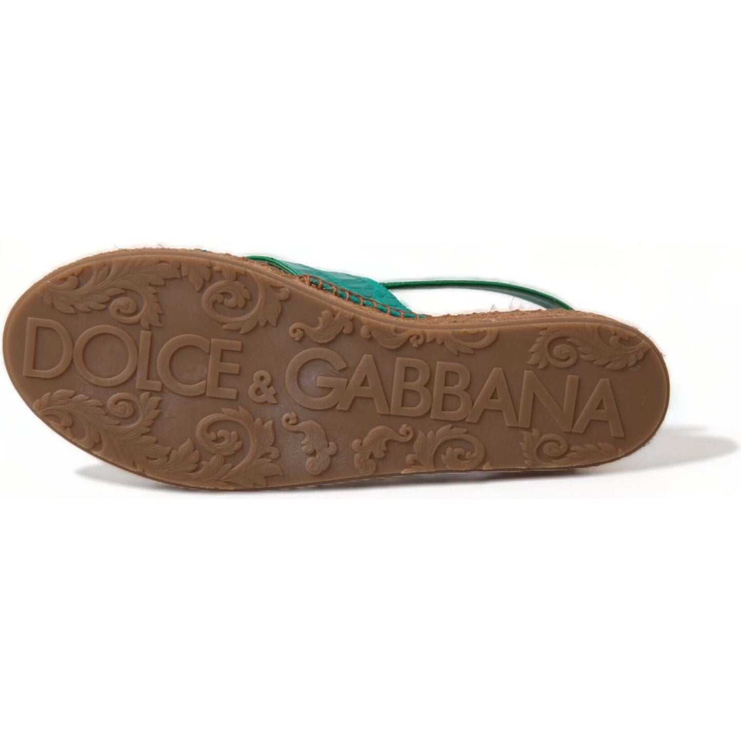 Dolce & Gabbana Elegant Green Espadrille Platform Sandals Dolce & Gabbana Dark Olive Green