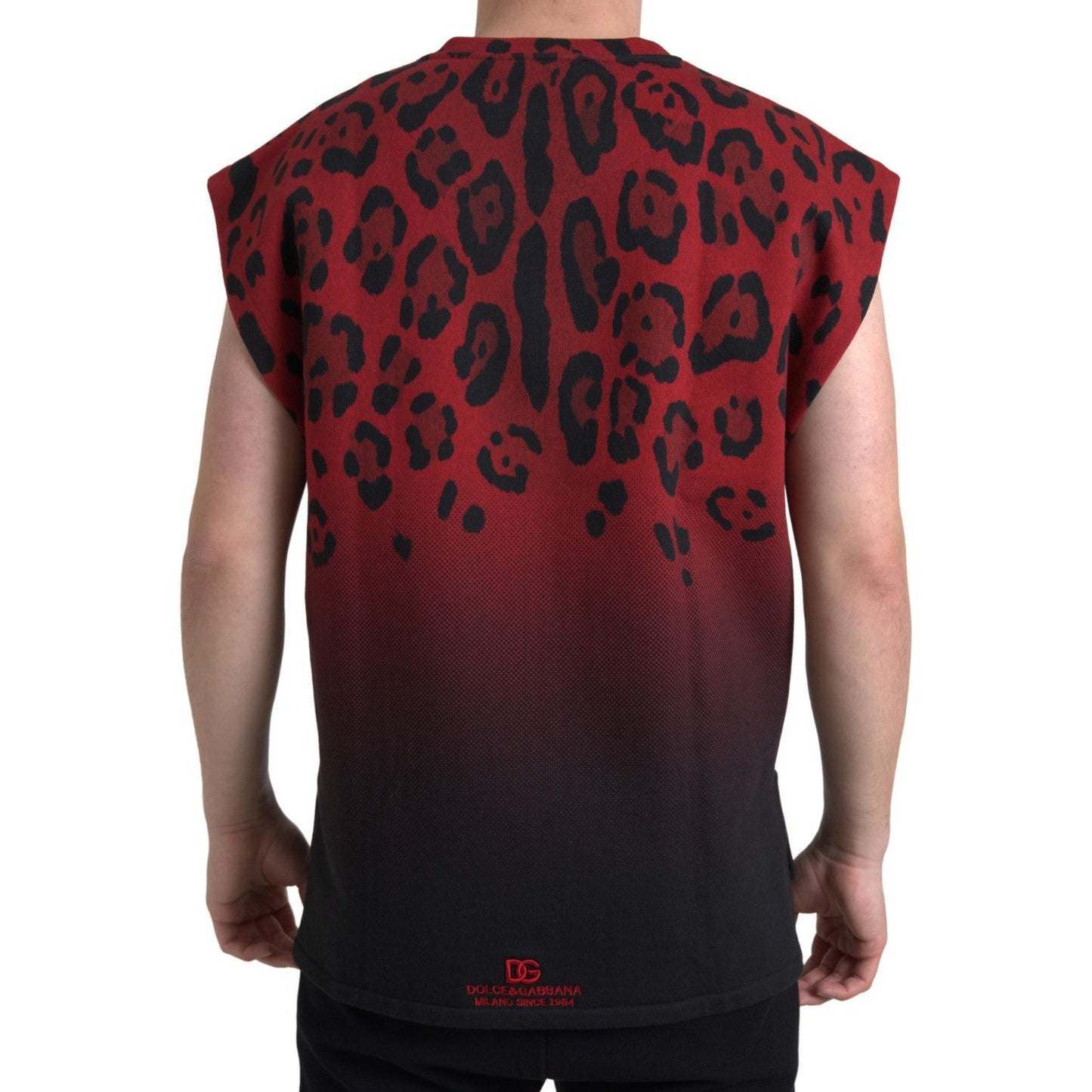 Dolce & Gabbana Red Leopard Print Cotton Tank Top Dolce & Gabbana Black